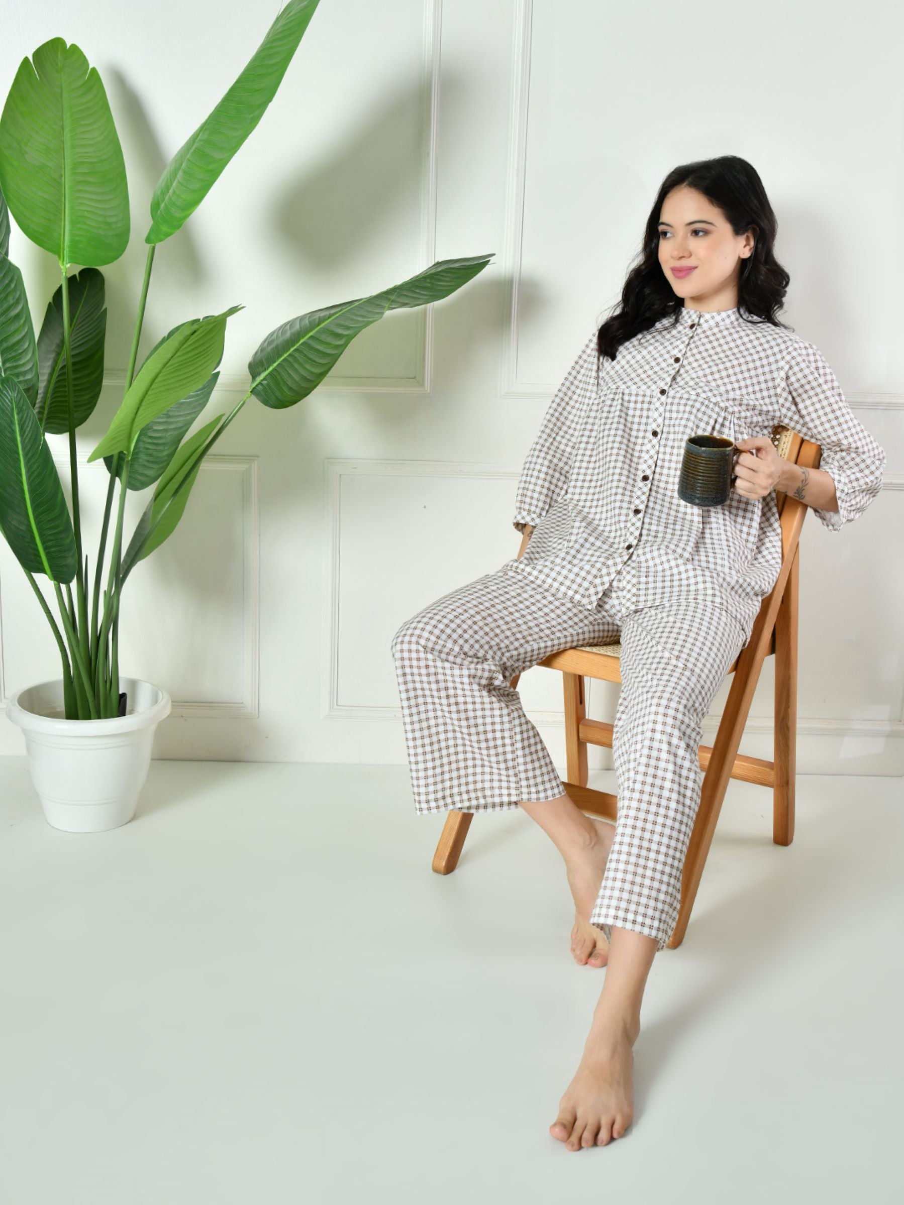 Women Check Lounge set