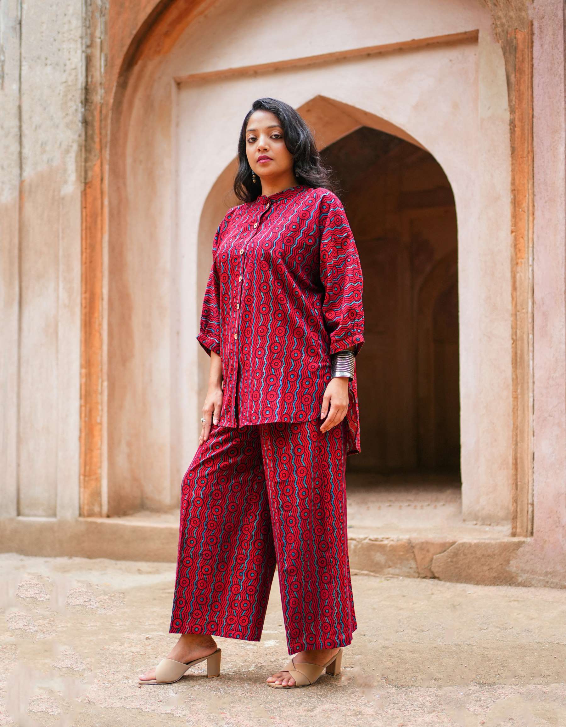 Mishika Madder red Ajrakh Coord Set