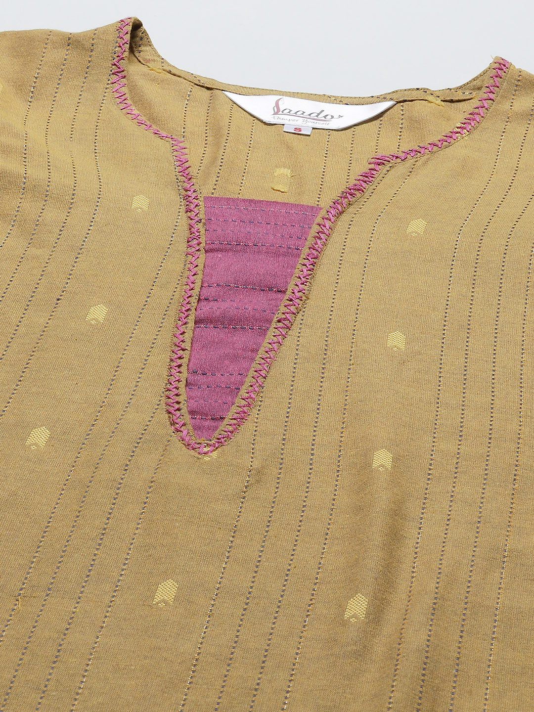 Mustard Yellow Weaved Handloom Cotton Kurta with Thread Work