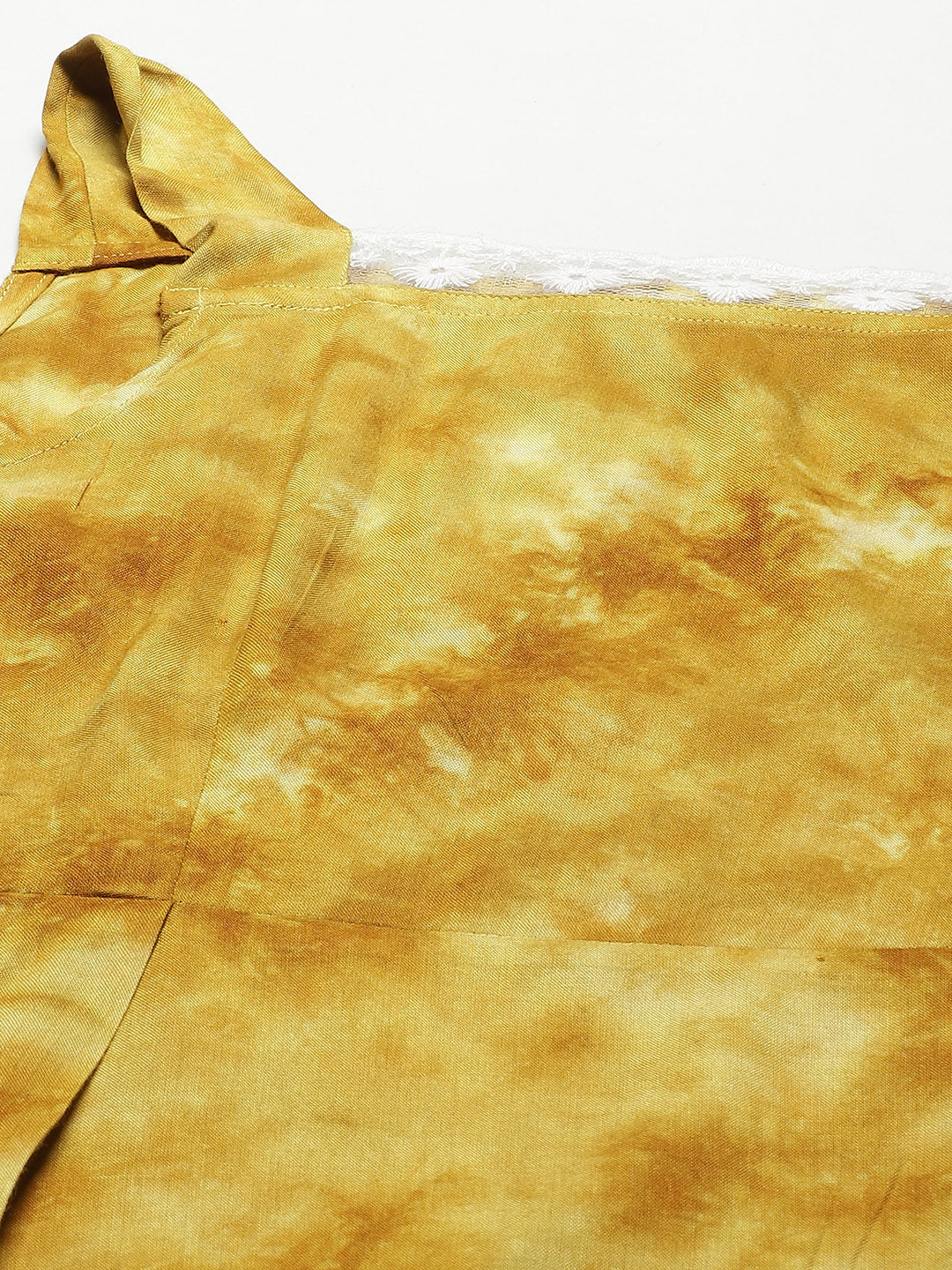 Mustard Yellow Dyed Lace Inserts Pyjama Set