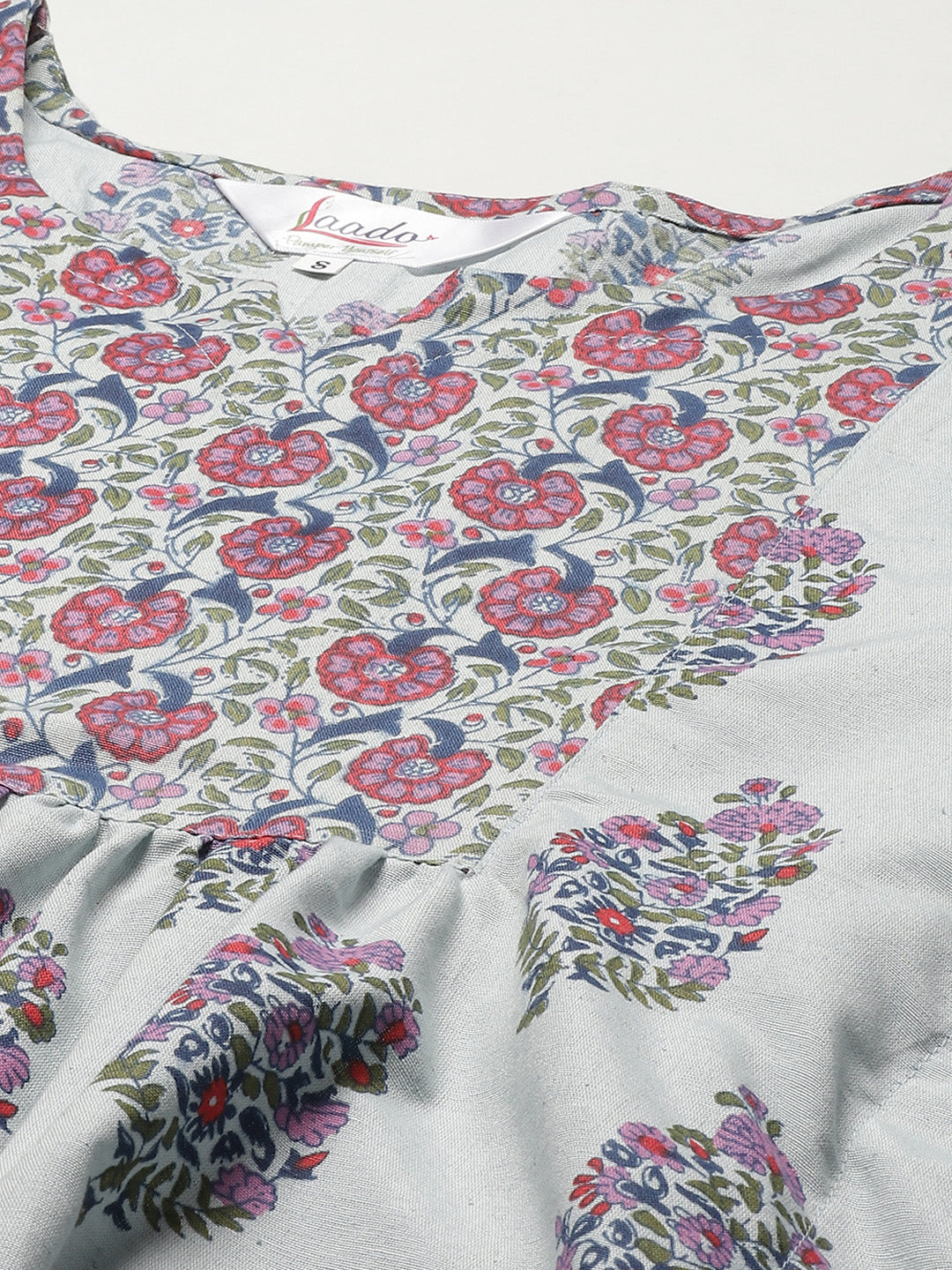 Blue & Purple Floral Print Pyjama Set