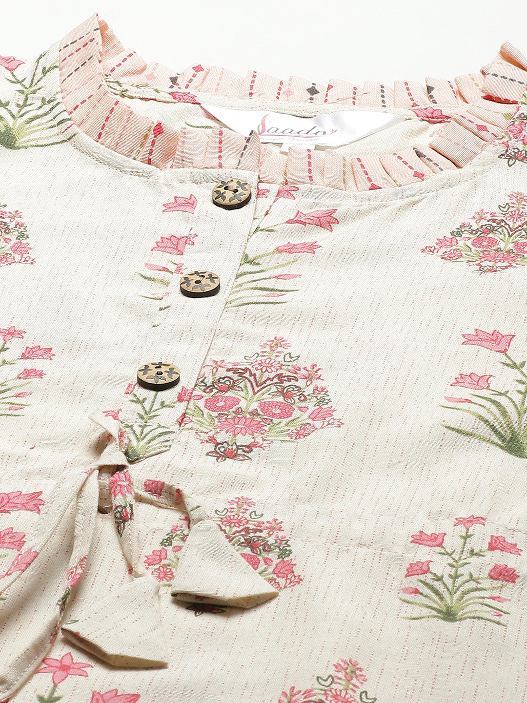 Women Beige & Pink Floral Print Cotton Pyjama Set