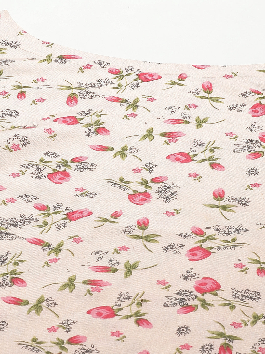 Women Peach-Coloured & Green Floral Cotton Kaftan Pyjama Set Belt