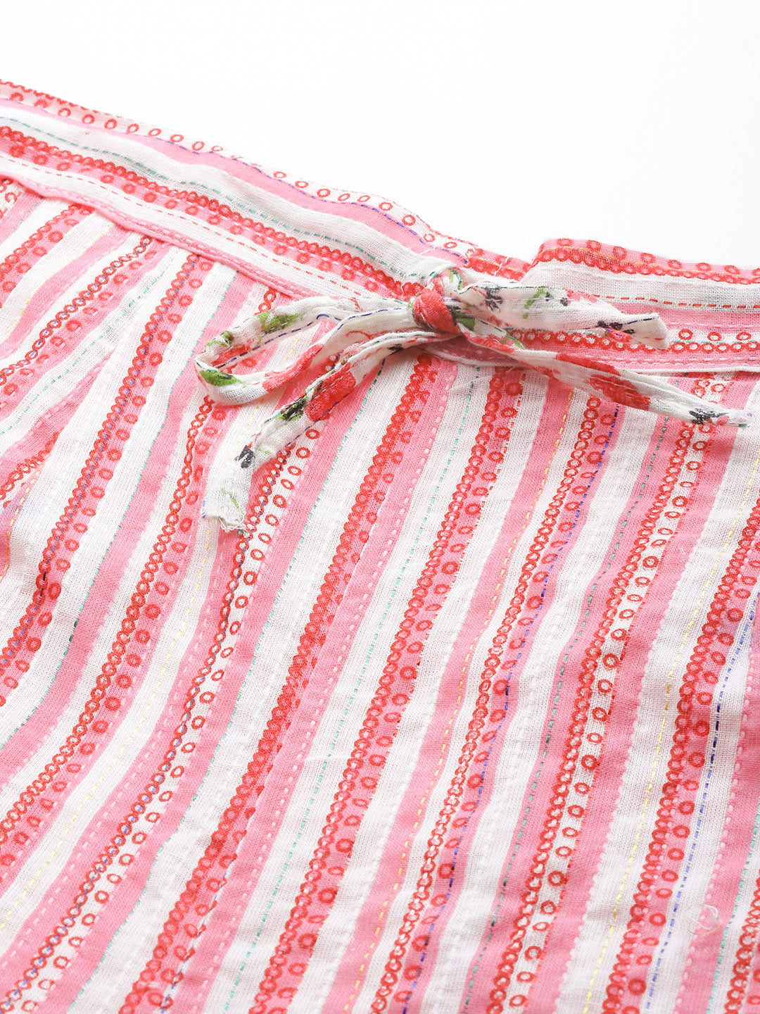 Off-White & Pink Floral Print Pure Cotton Night suit