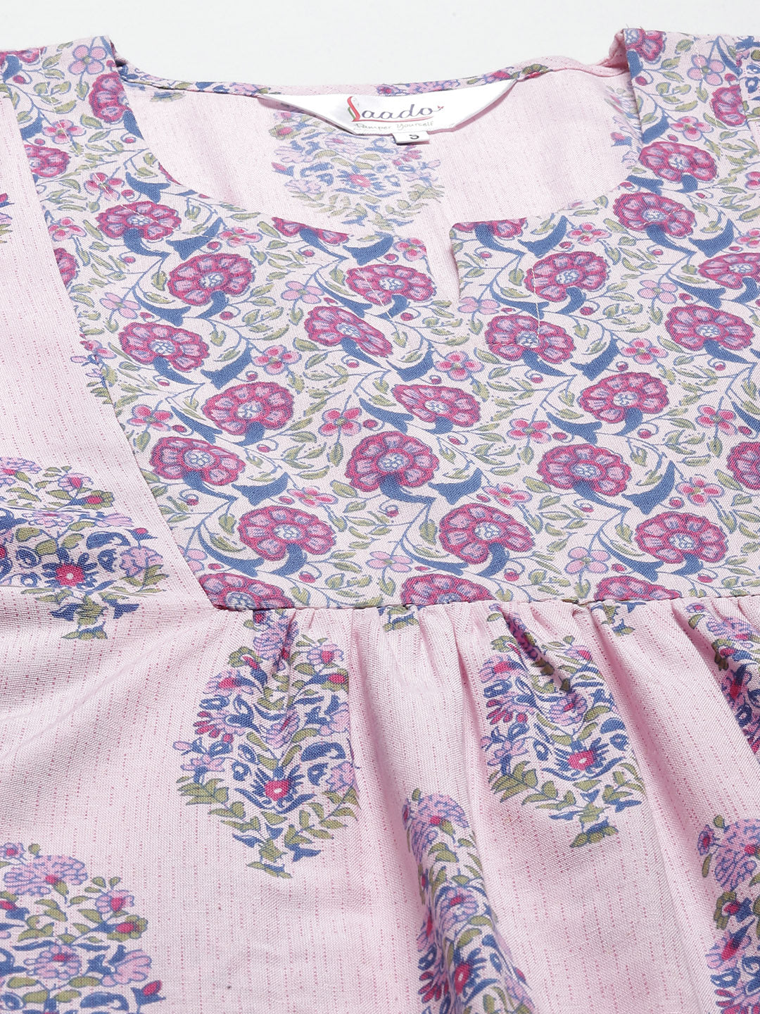 Women Pink & Blue Floral Printed Pyjama Set