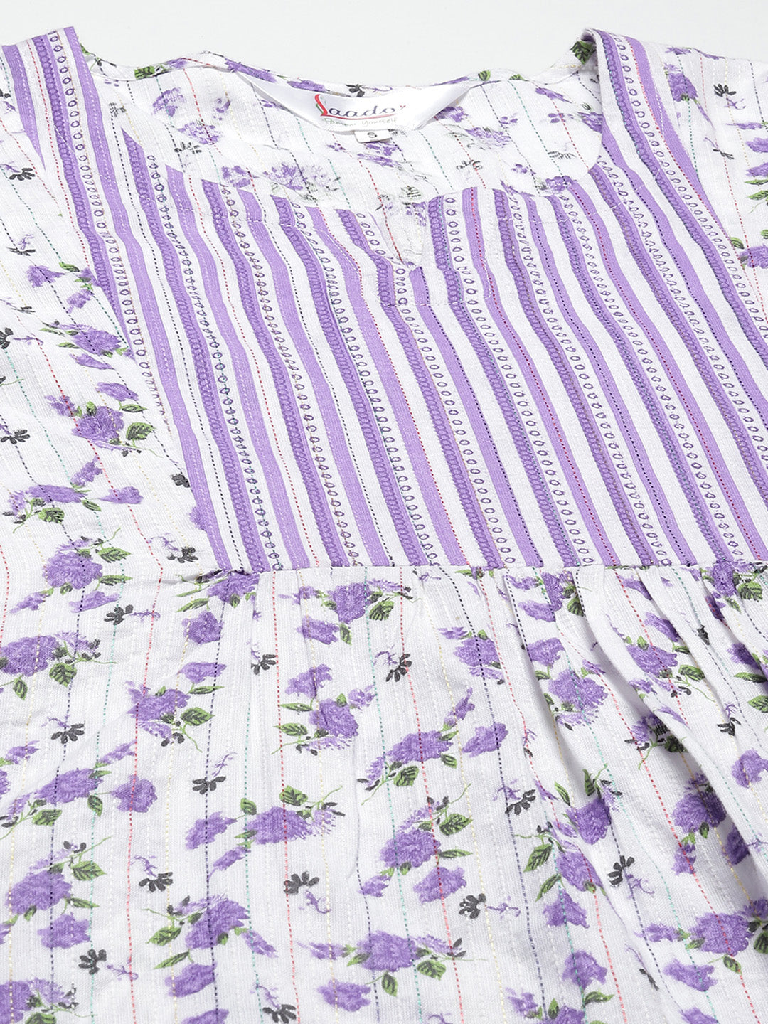 Women Purple & White Floral Printed Cotton Pyjama Set