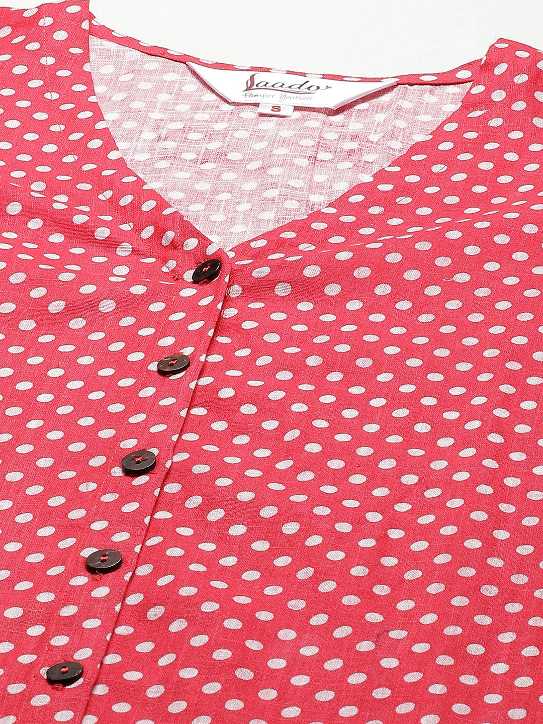 Women Red and White Printed Night suit