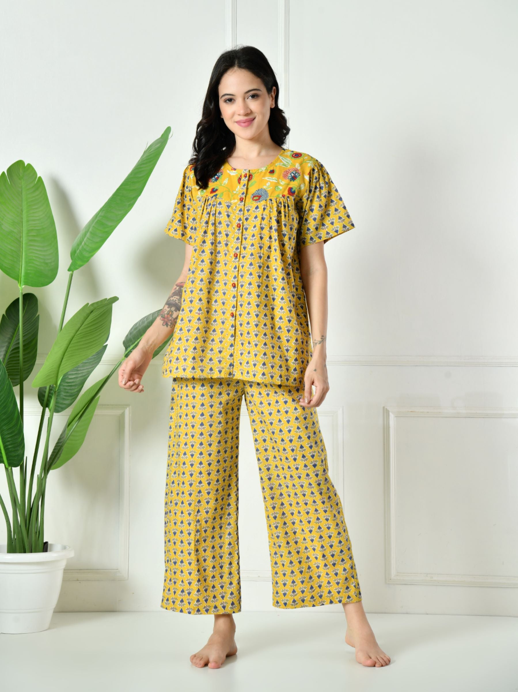 Printed Lounge Set - Button Up