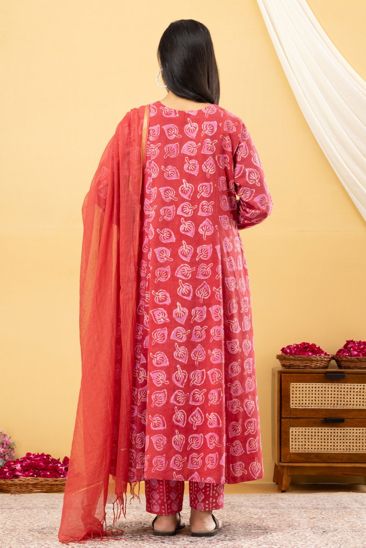 Carrot Red Anarkali Set of 3
