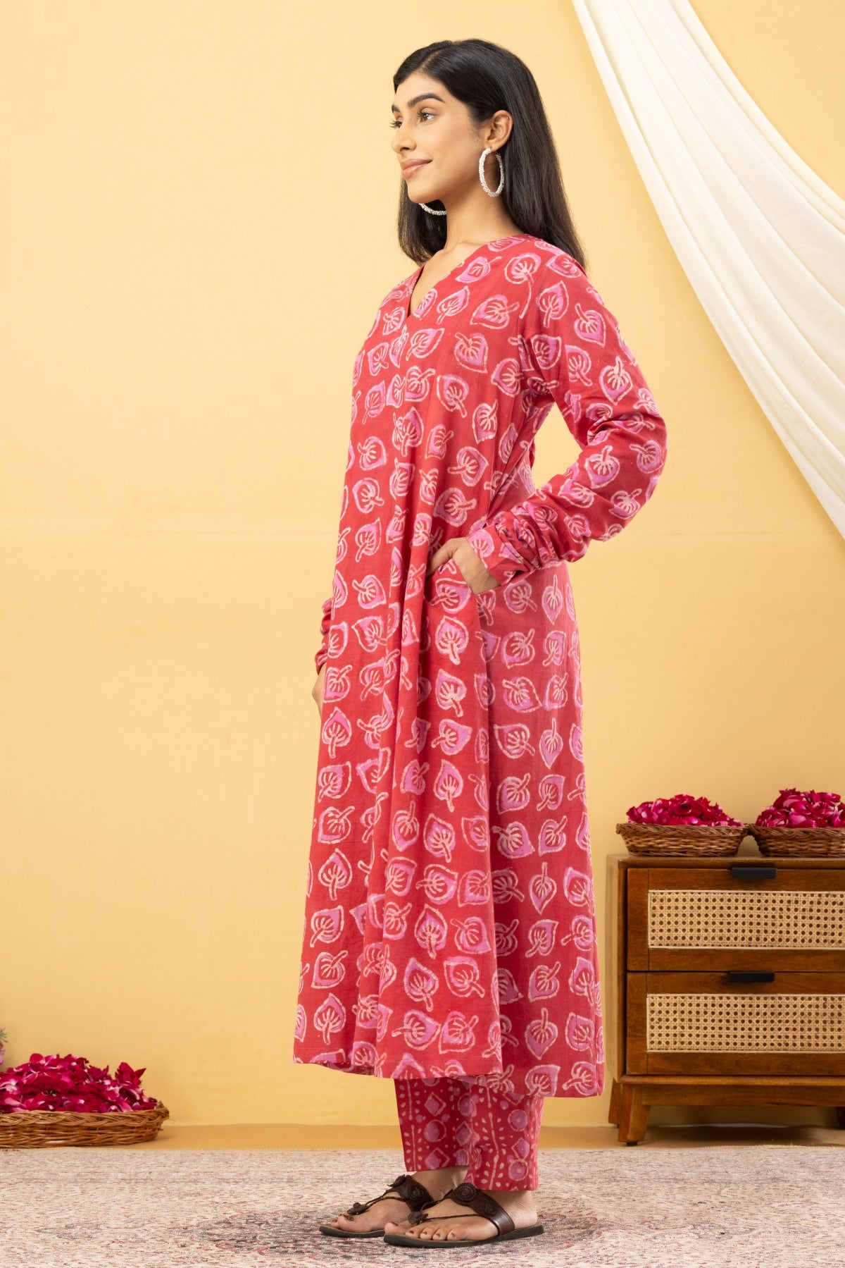 Carrot Red Anarkali Set of 3