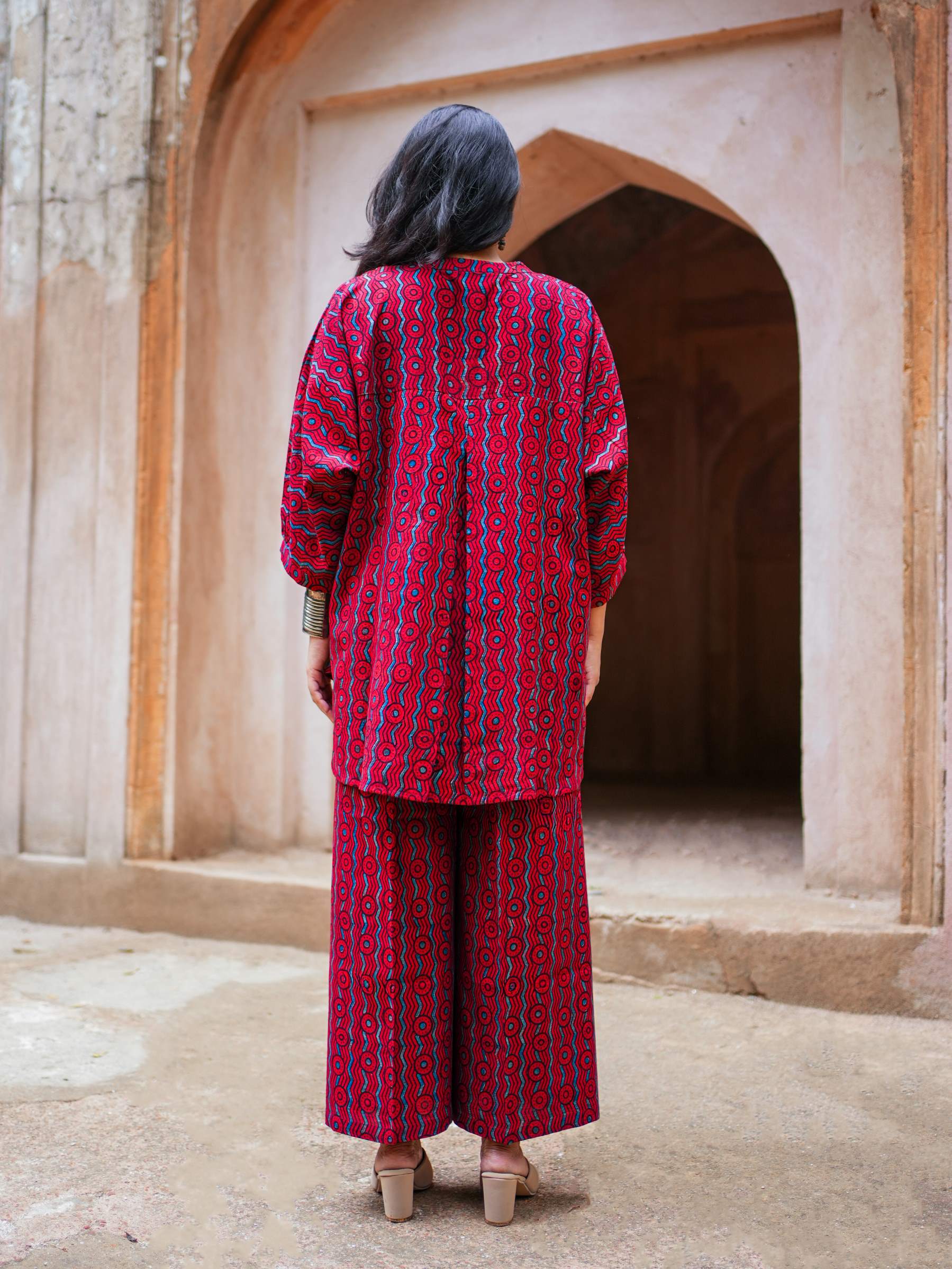 Mishika Madder red Ajrakh Coord Set