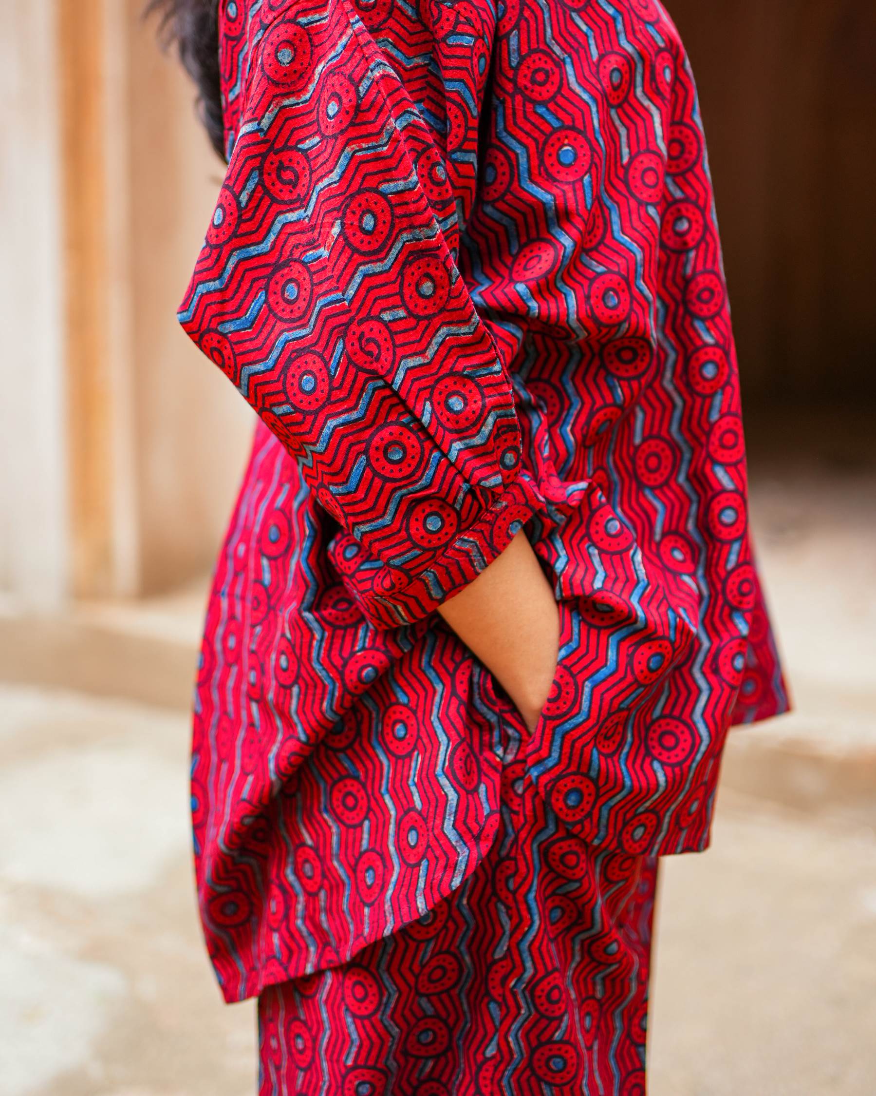 Mishika Madder red Ajrakh Coord Set