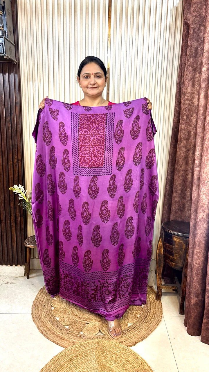 Modal Silk Pink Booty Bagh Print Kurta