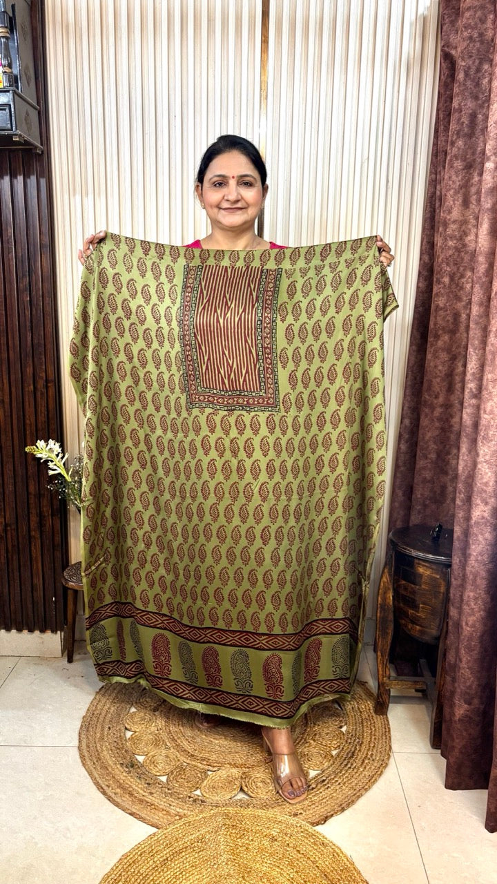 Modal Silk Green Paisley Bagh Print Kurta