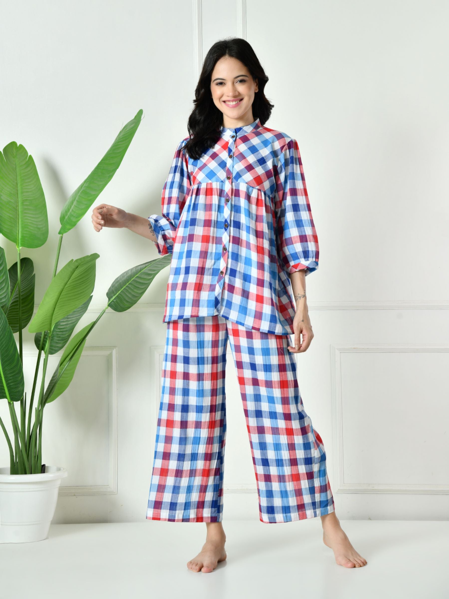 Women Check Lounge set