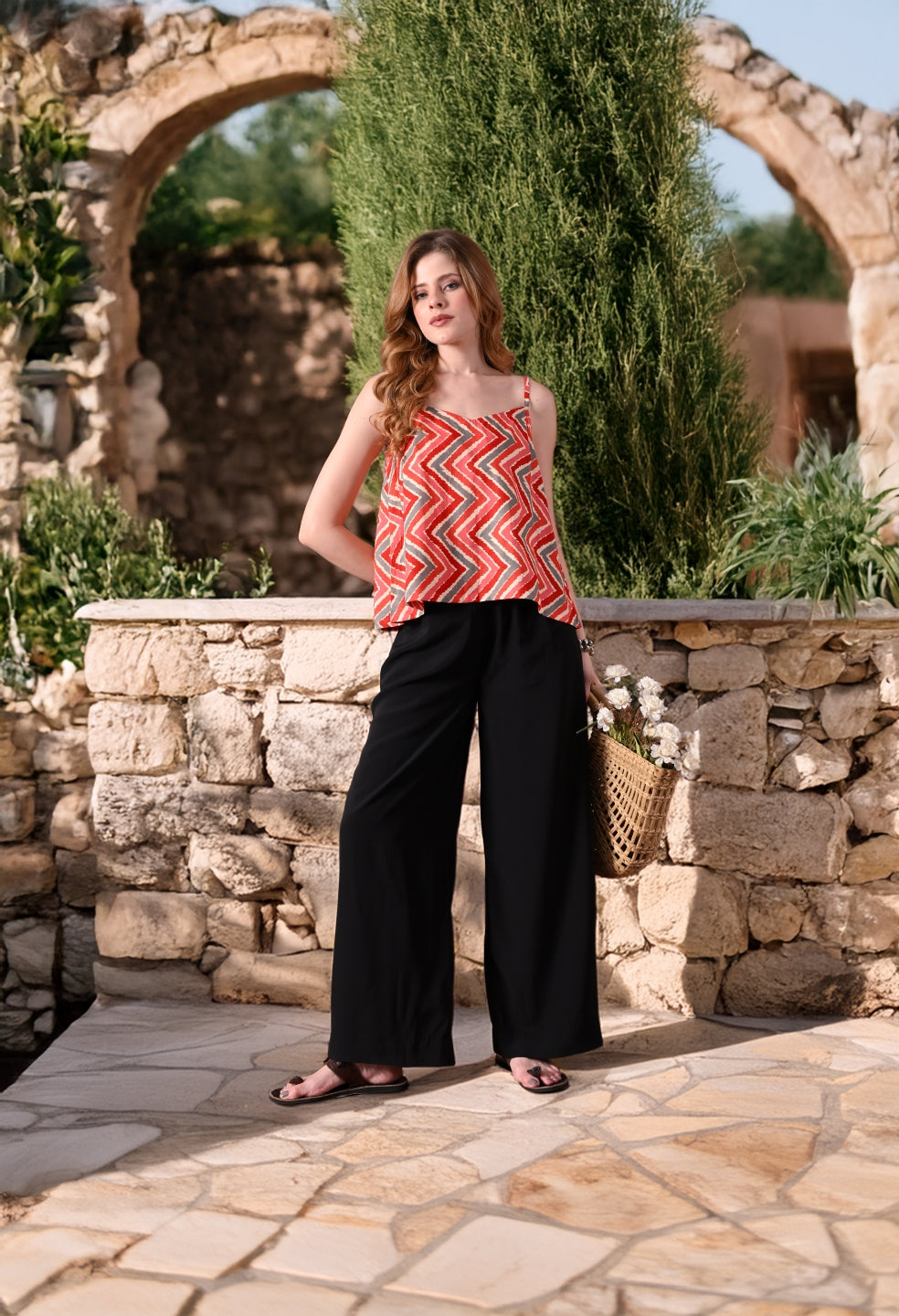 Women Geometric Print Cotton Top