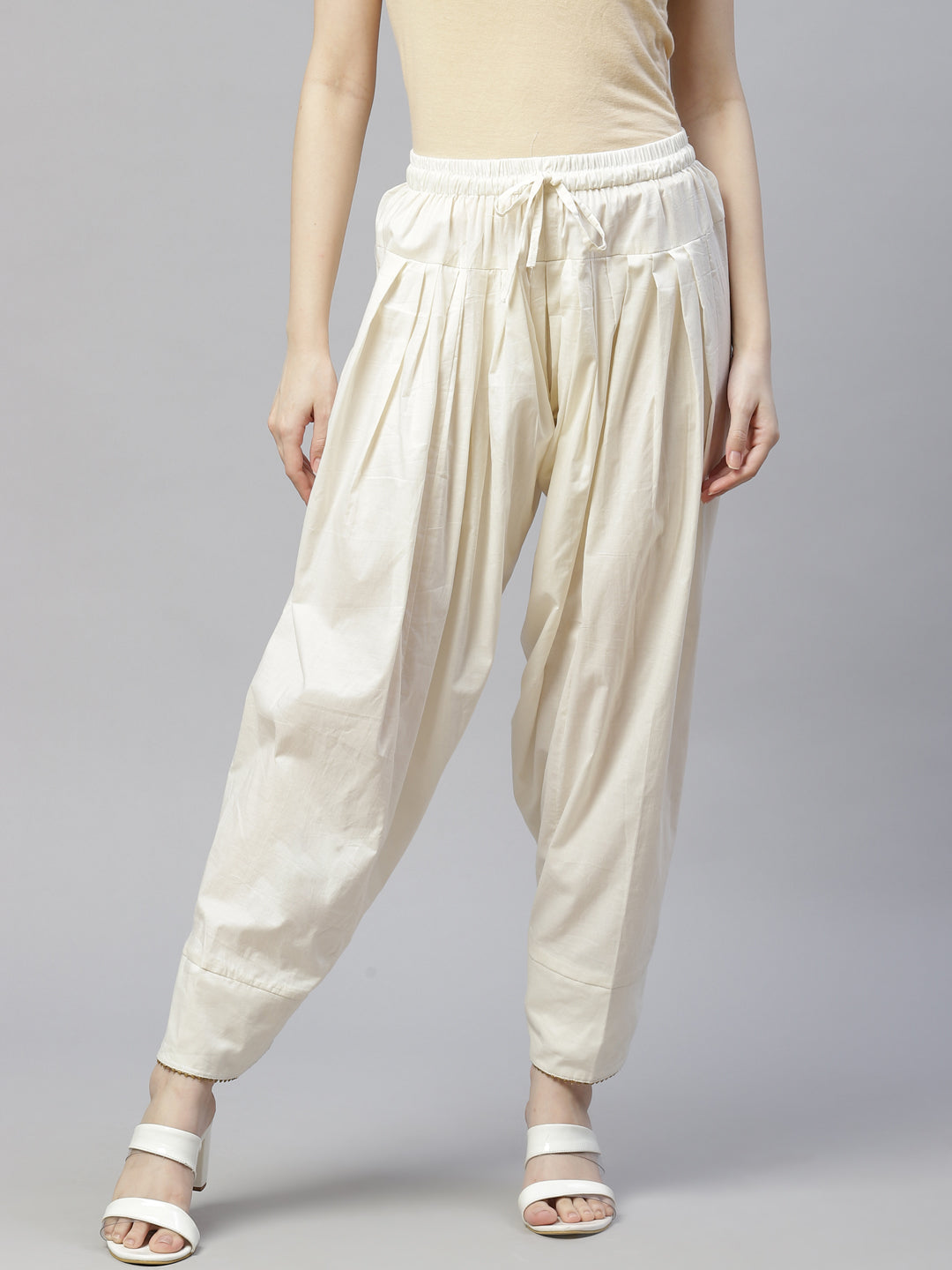 Off - White Solid Pure Cotton Sustainable Salwar