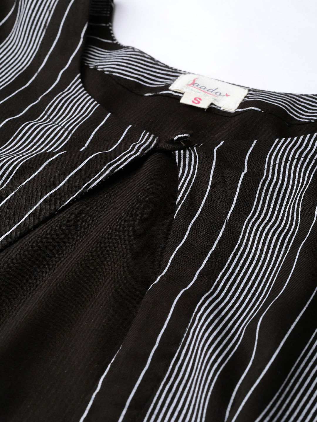 White & Black Striped Maxi Dress With Shrug