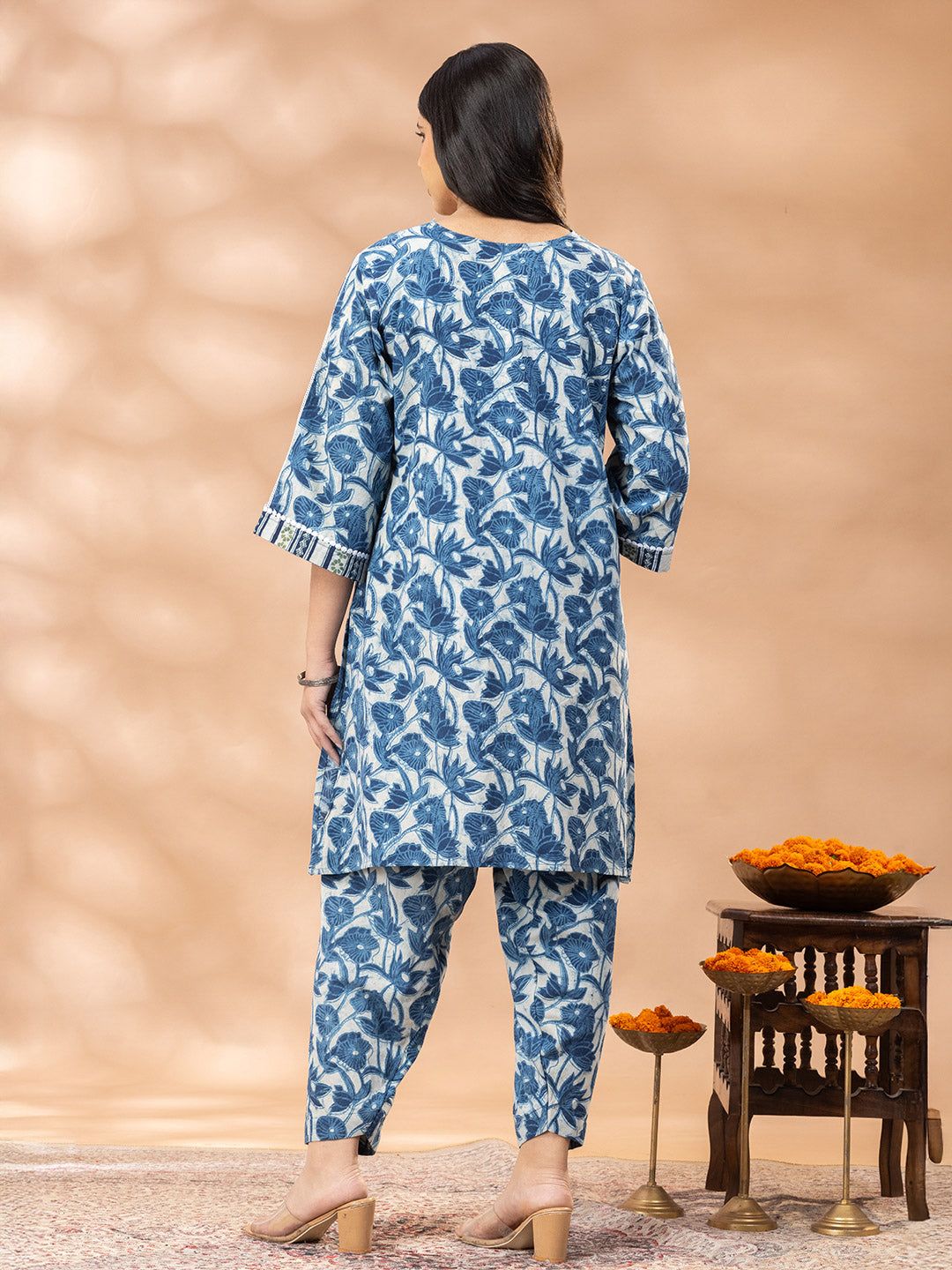 Bagru Indigo Floral Kurta Salwar Set