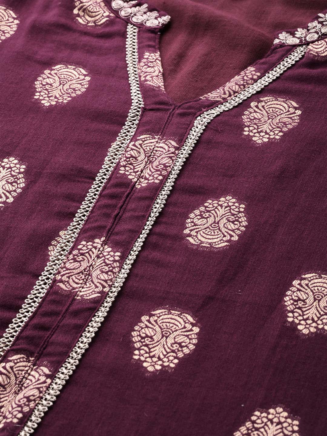 Rani Pink Embroidered Kurta With  Palazzo And Organza Dupatta - Set of 3