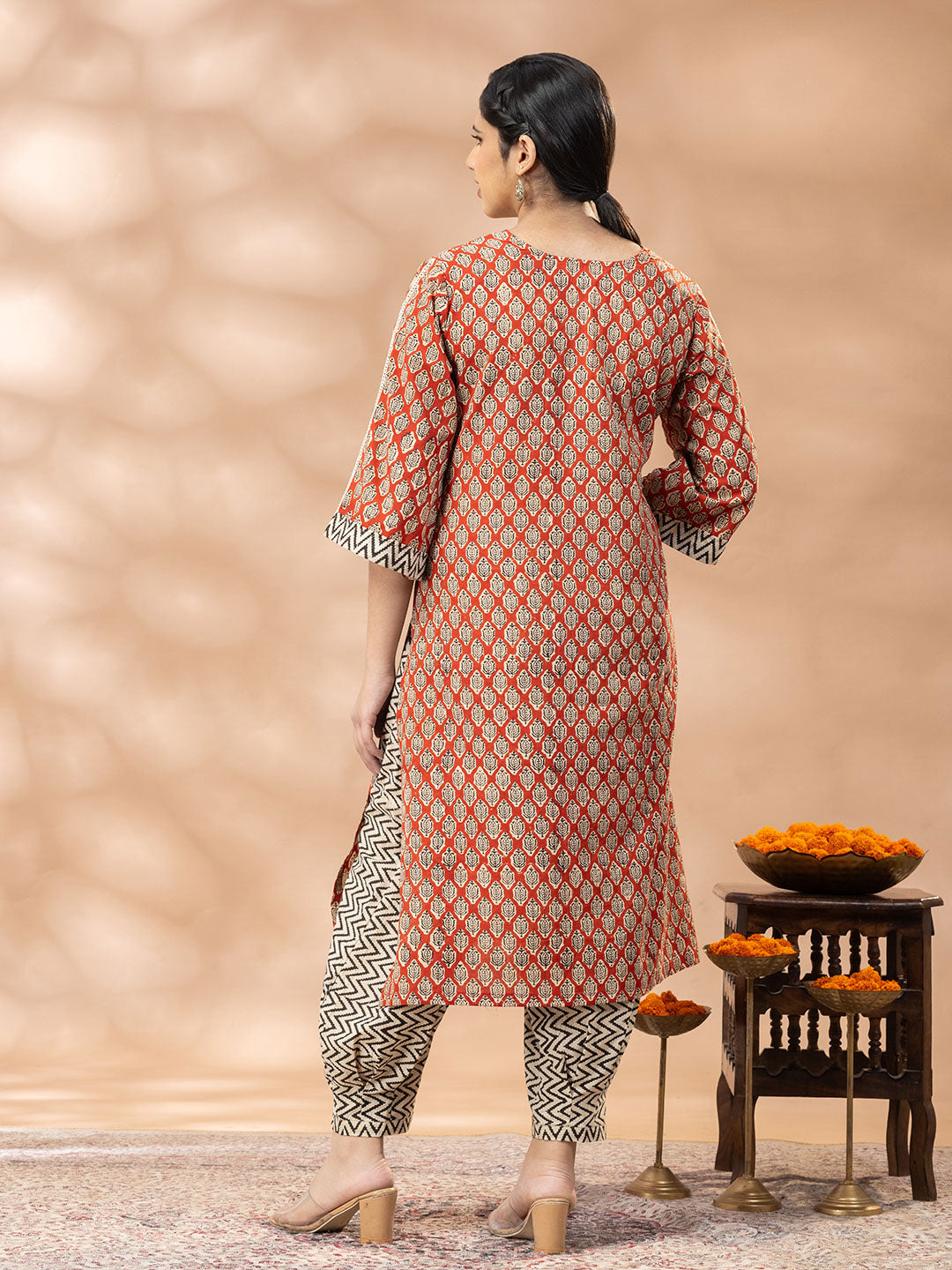 Bagru Madder Red Booty Print Kurta set