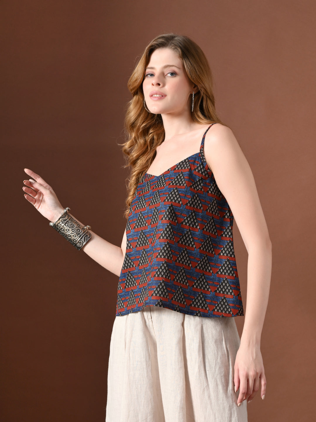 Women Geometric Print Cotton Top