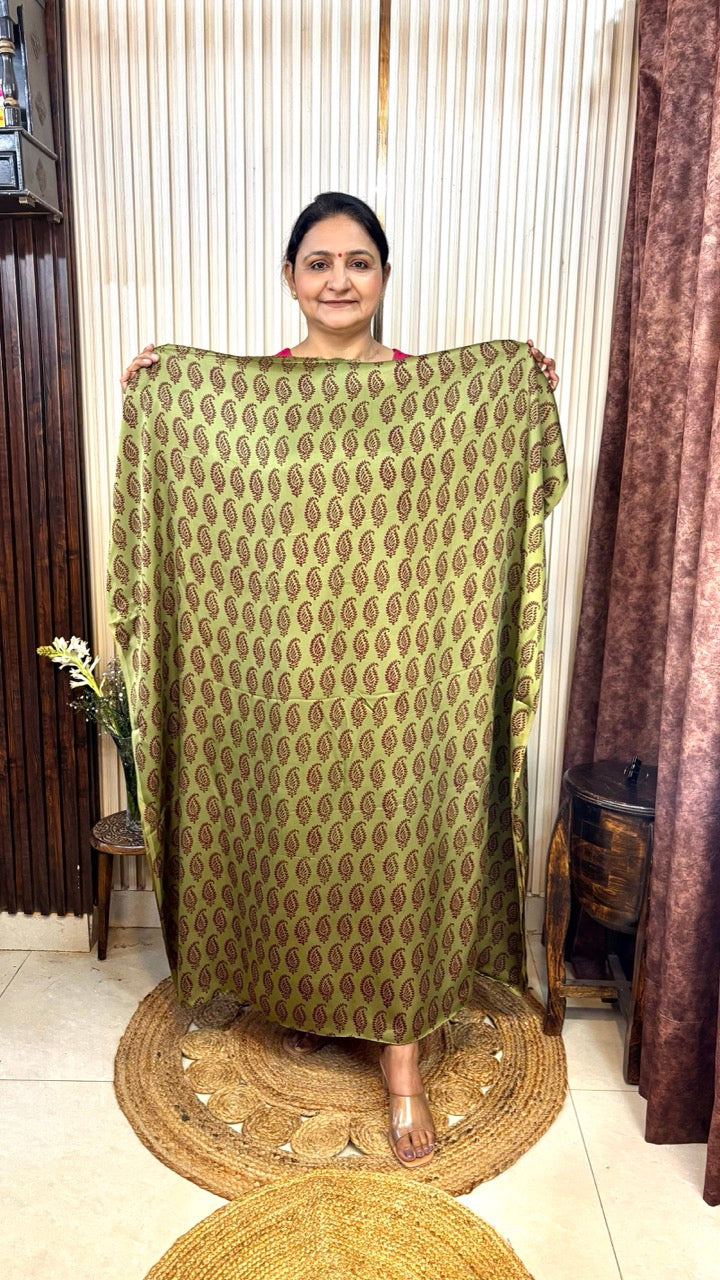Modal Silk Green Paisley Bagh Print Kurta