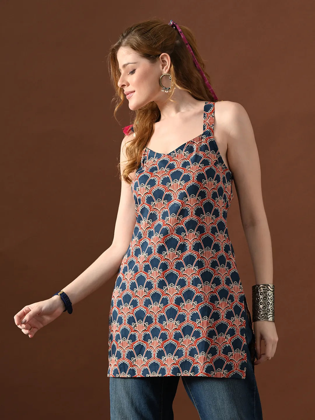 Women Nishtha Backless Printed Kurti
