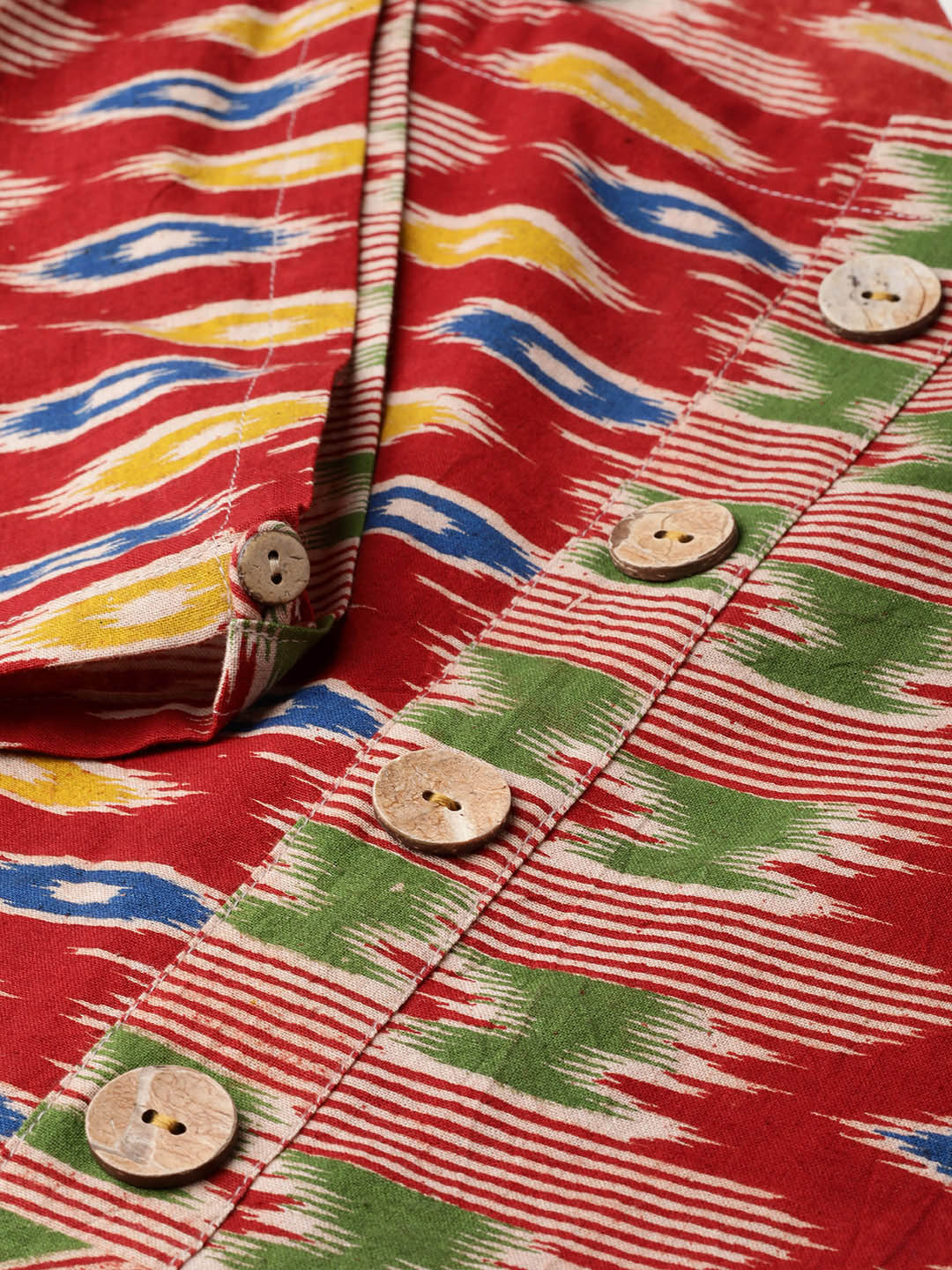 Red Kalamkari Umbrella Dress