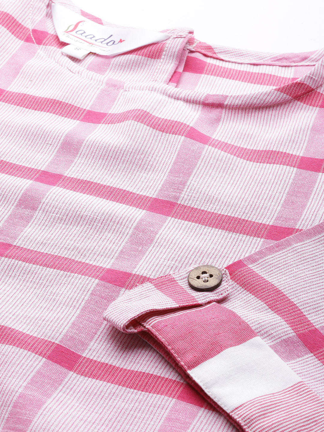 Pink Checked Handloom A-Line Dress