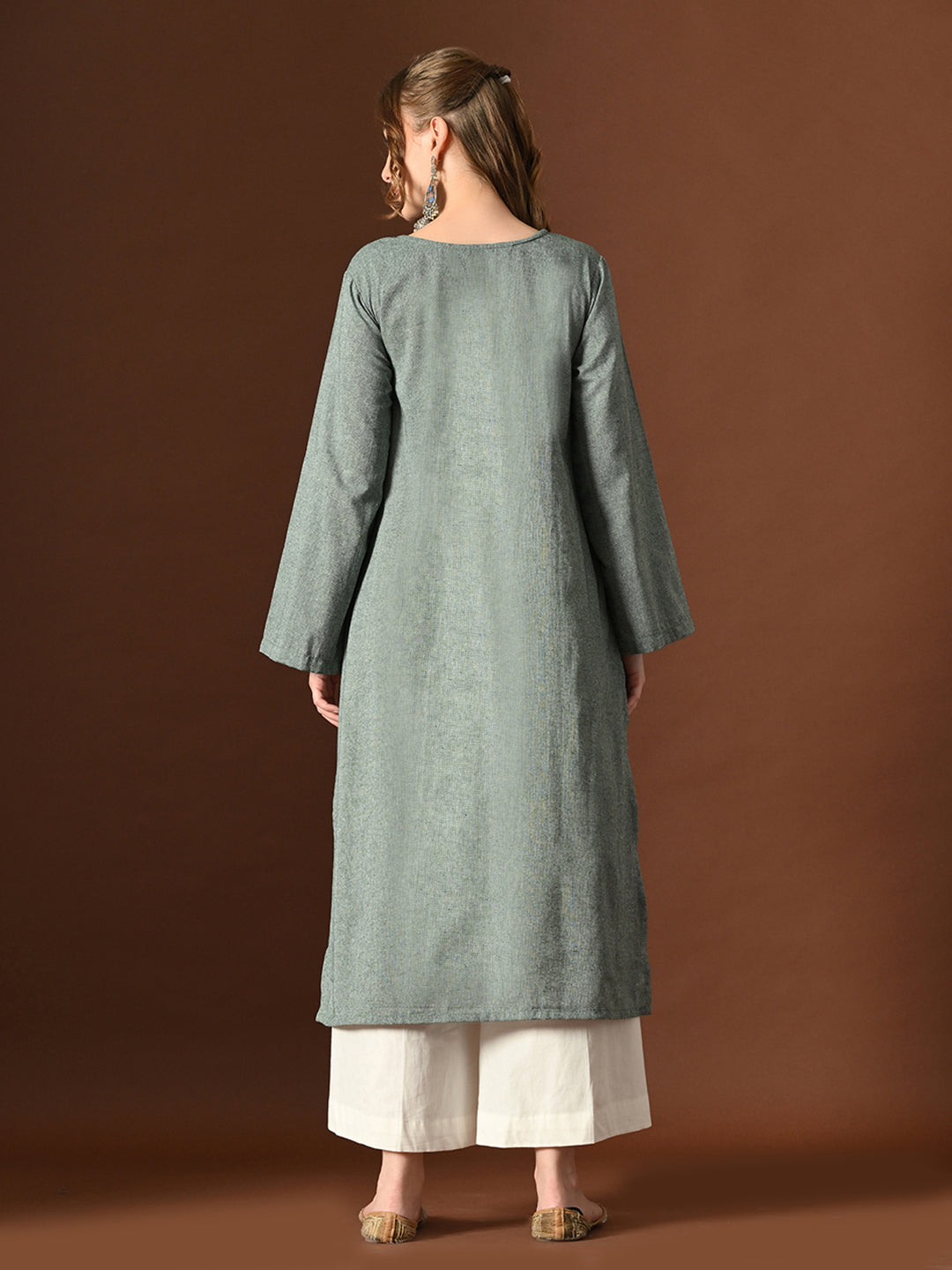 Women  Olive Green Cotton Oversized Kurta