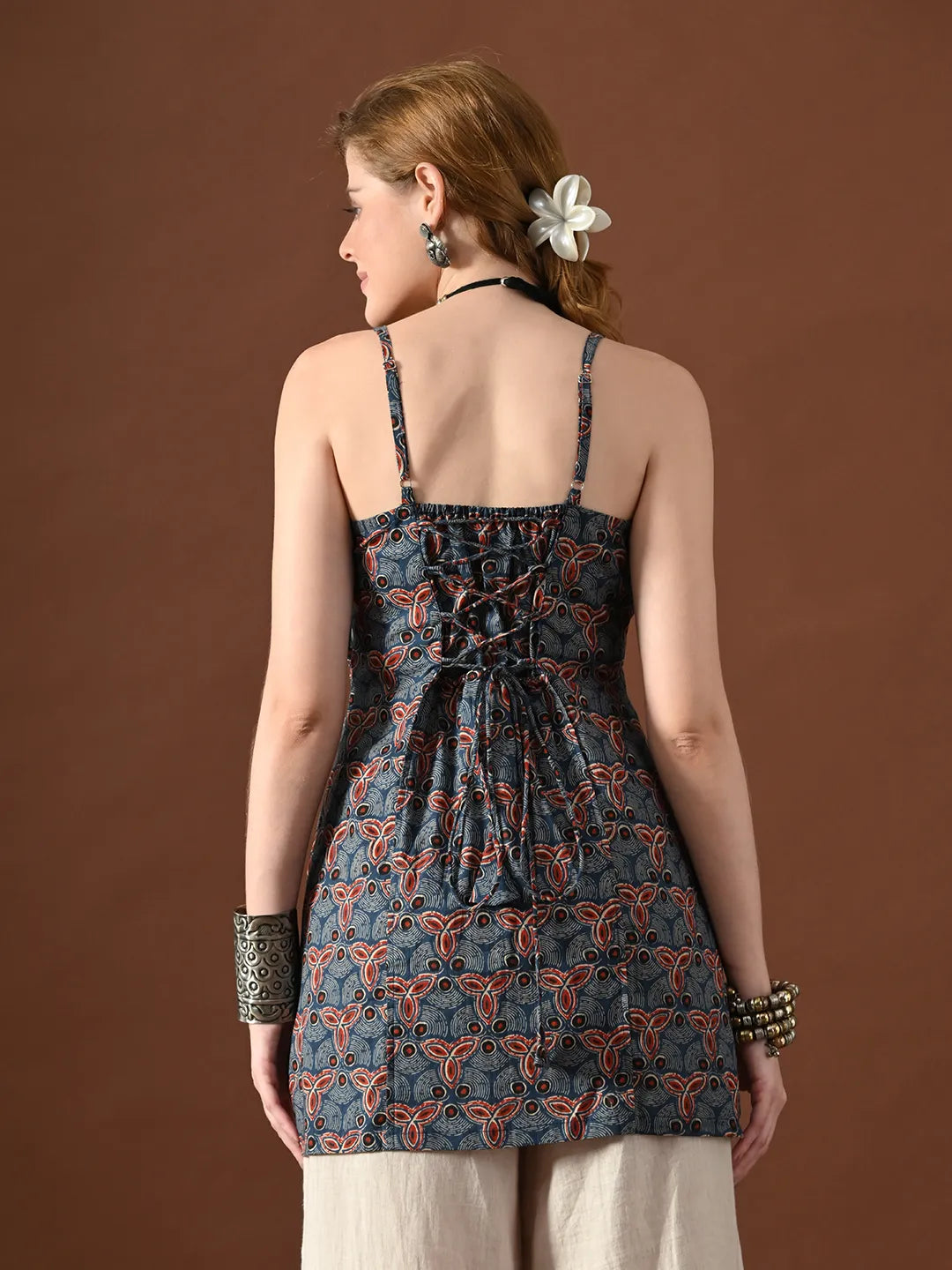 Women Geometrical Print Prisha Backless Kurti