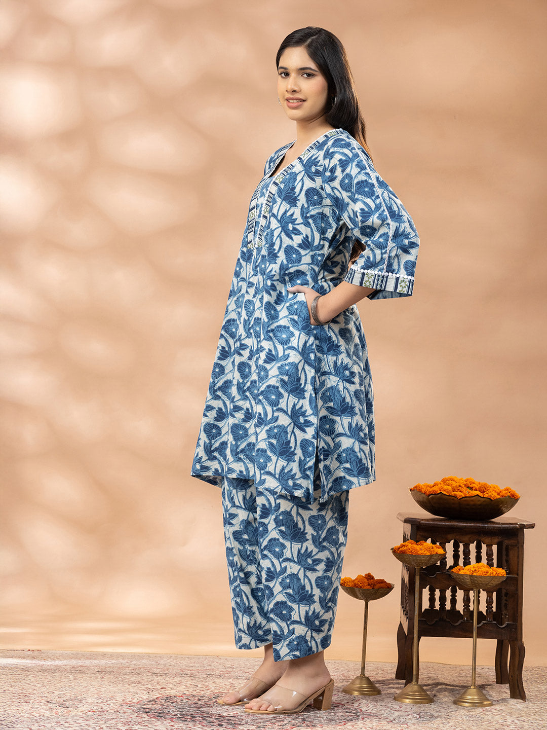Bagru Indigo Floral Kurta Salwar Set