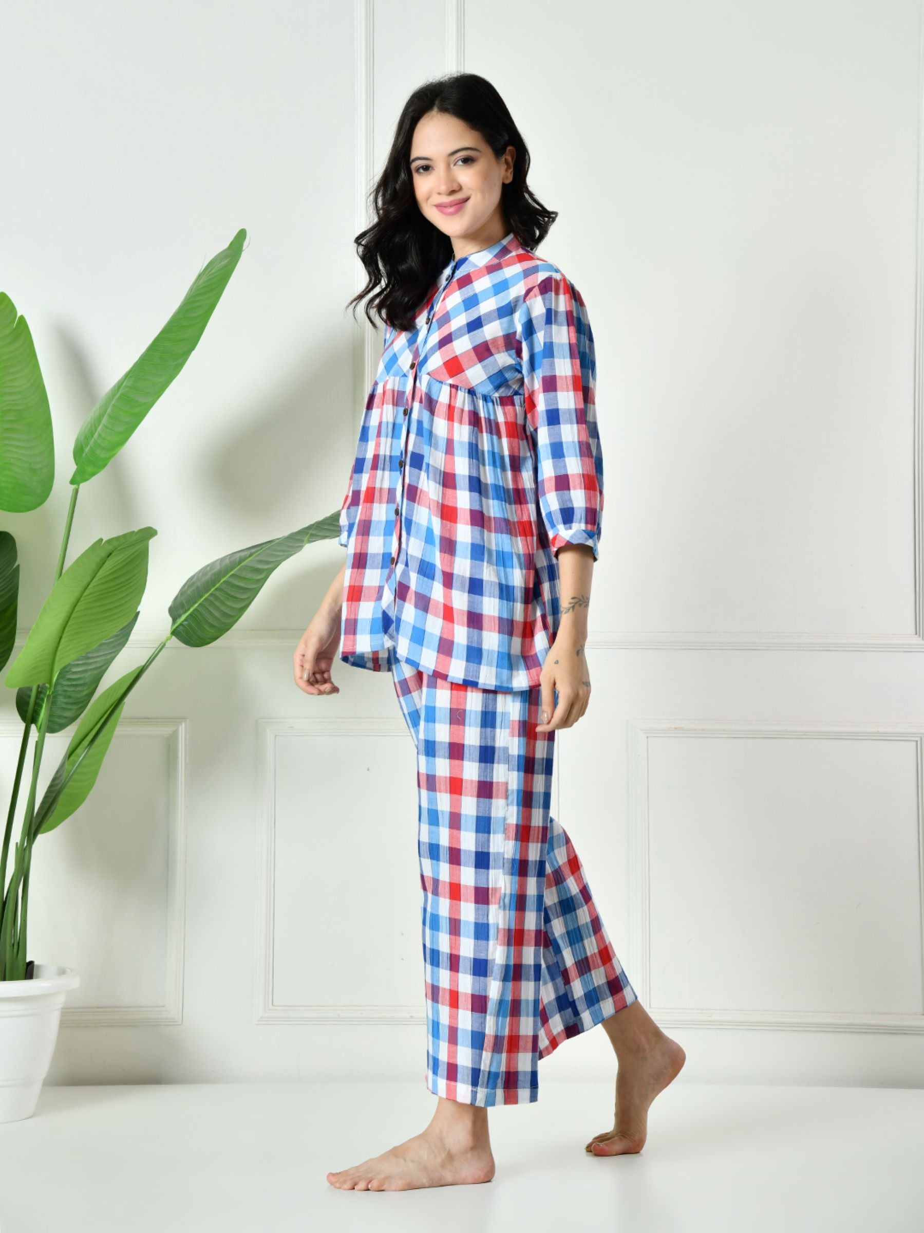 Women Check Lounge set