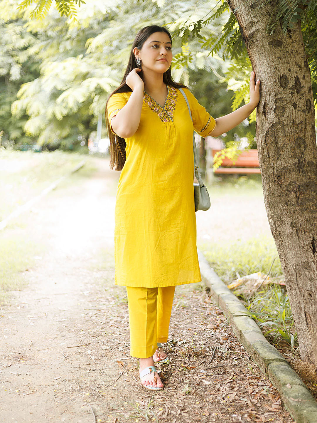 Yellow Embroidered Coord Set