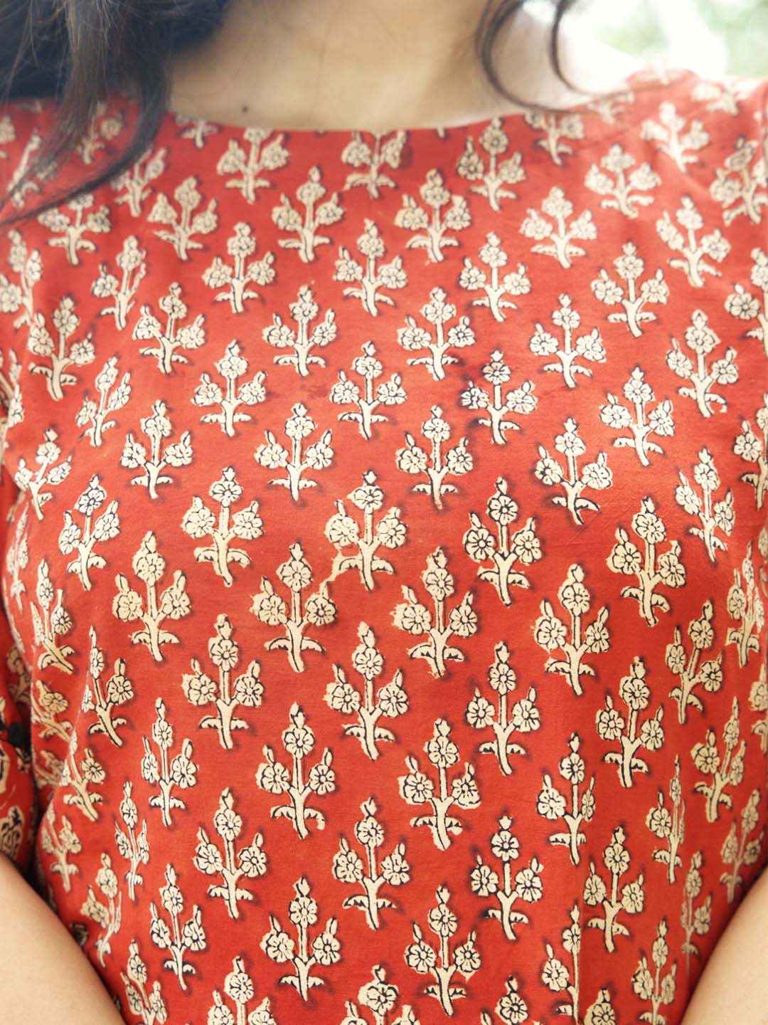 Bagru Handblock Printed Madder Red Kurta Set