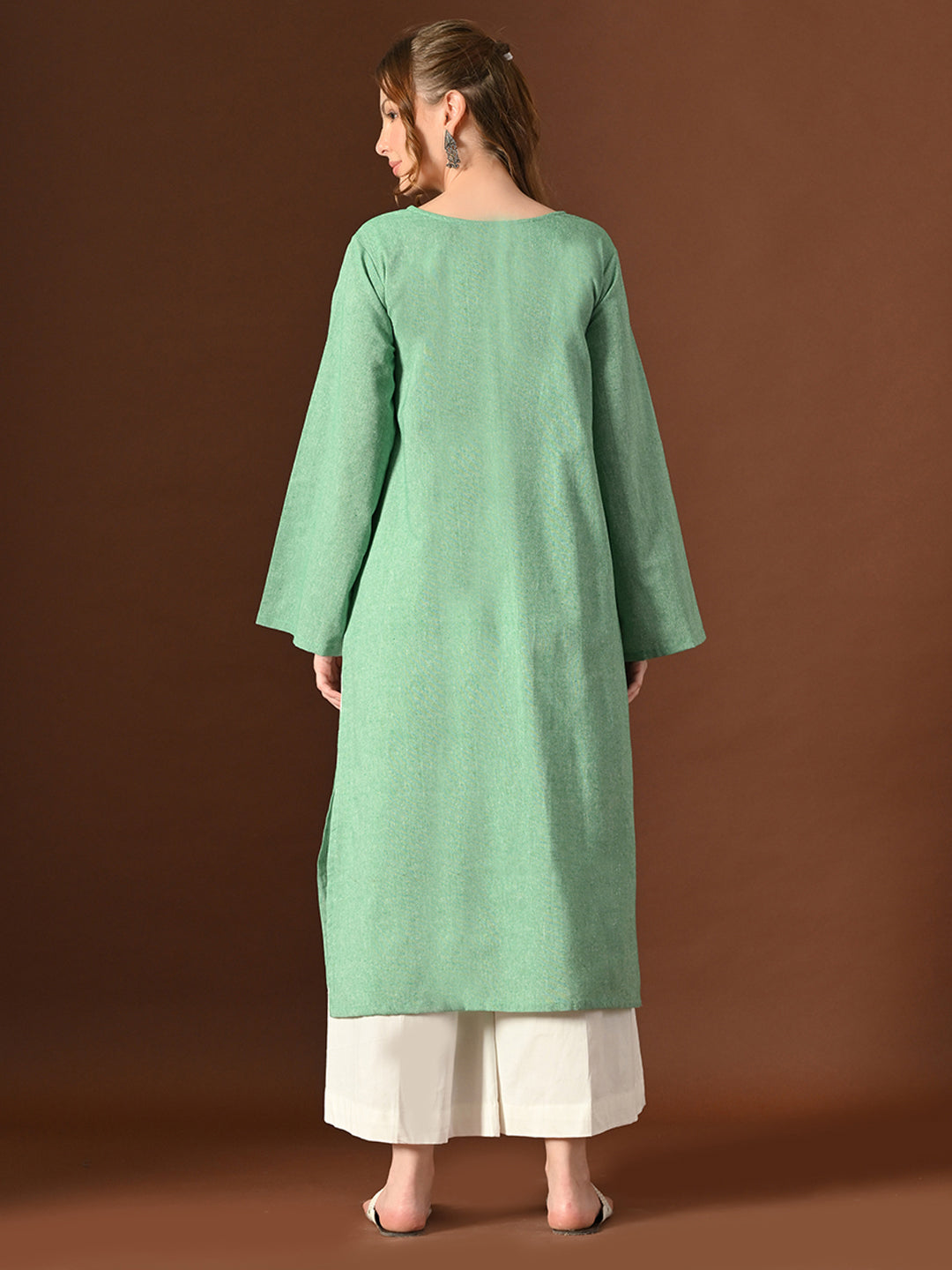 Women Green Cotton Oversized Kurta