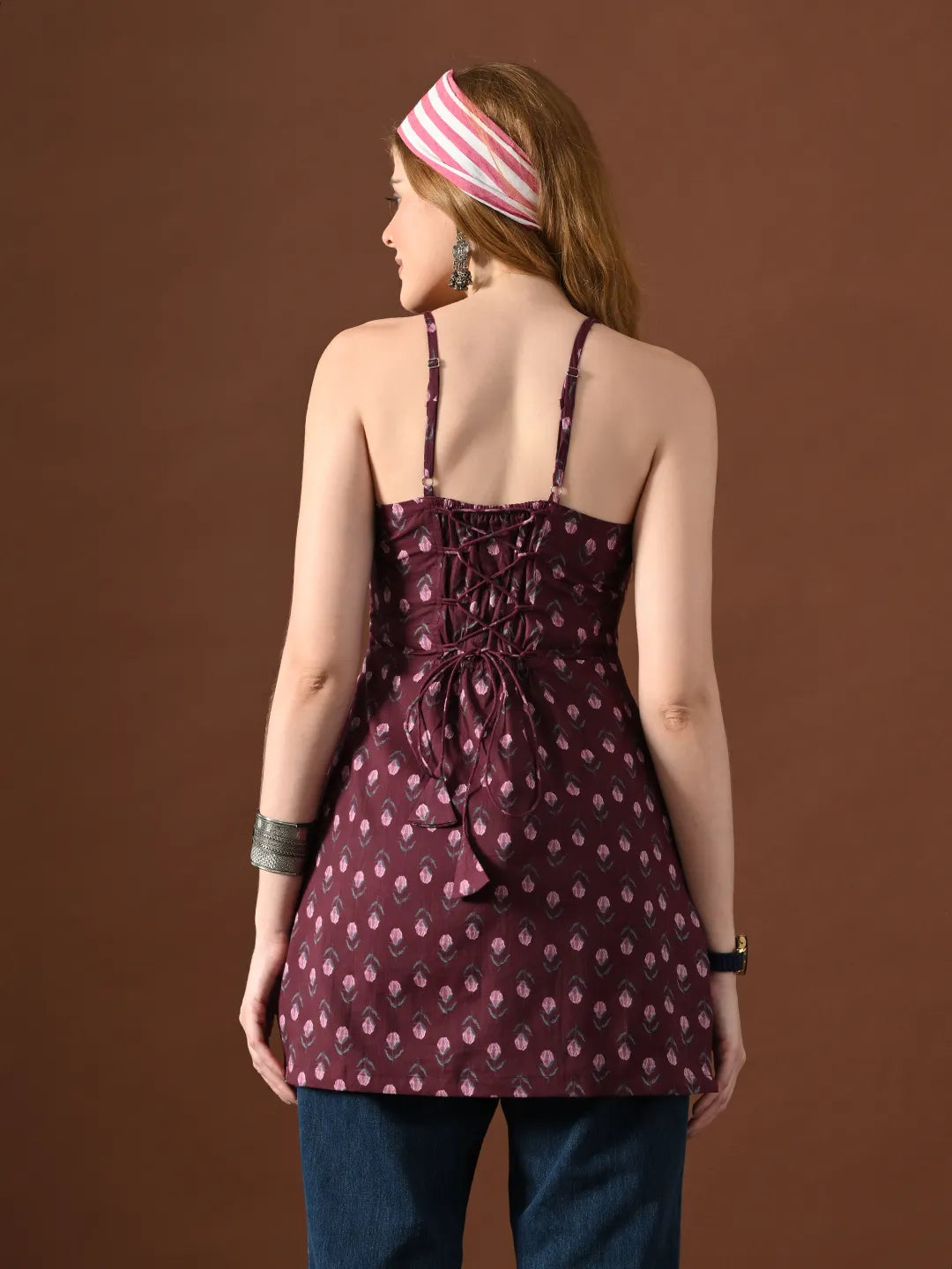 Women Floral Print Neera Backless Kurti