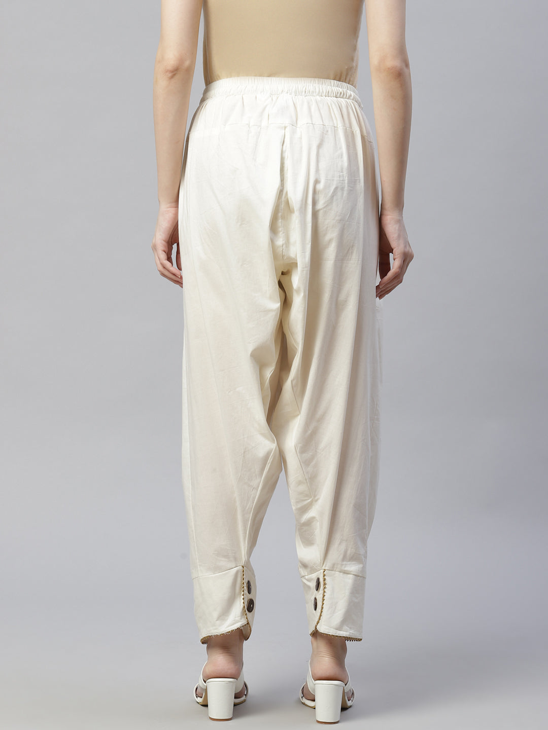 Off - White Solid Pure Cotton Sustainable Salwar