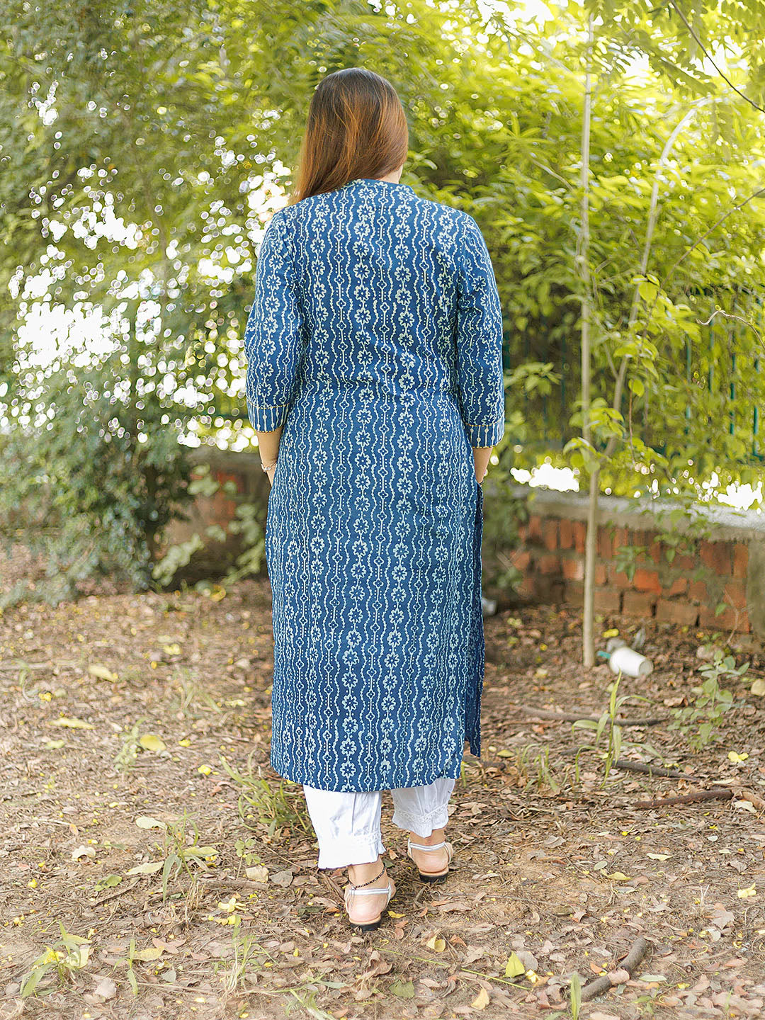 Indigo Blue Kurta with yellow thread work