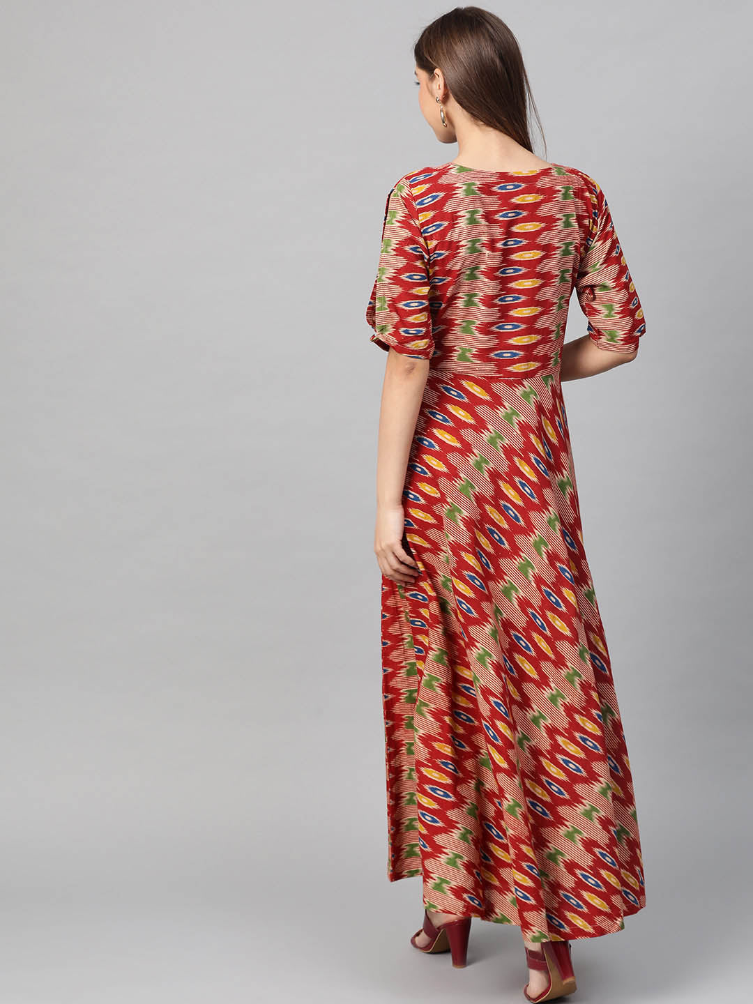 Red Kalamkari Umbrella Dress