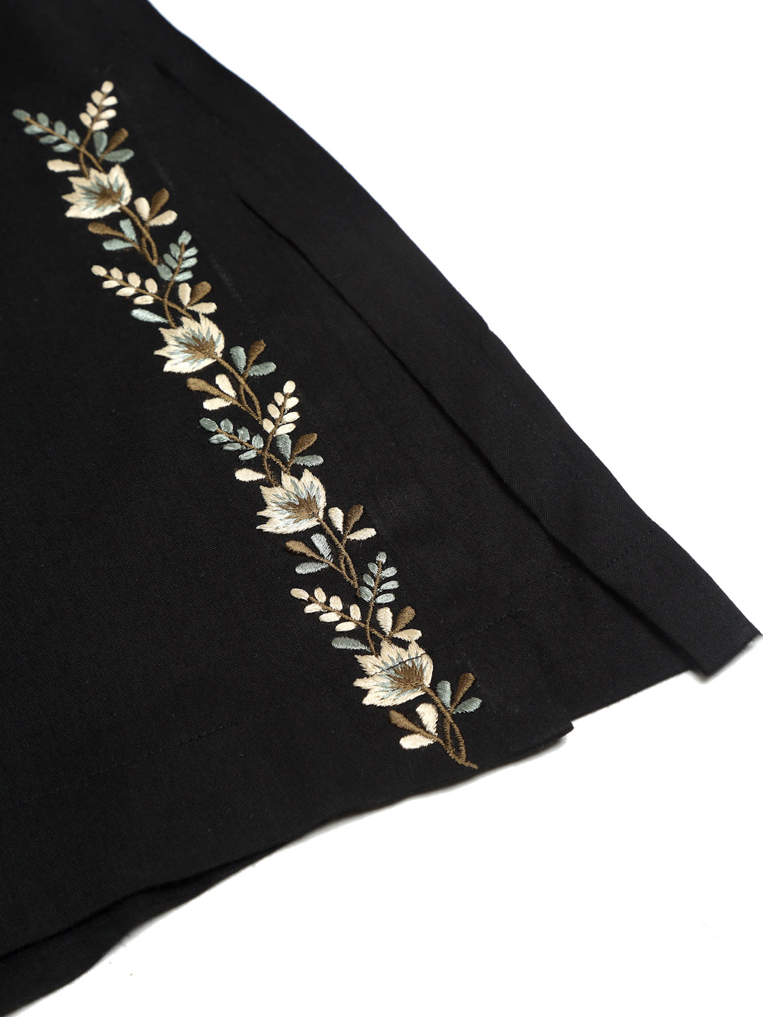 Black Rayon Embroidered Palazzo