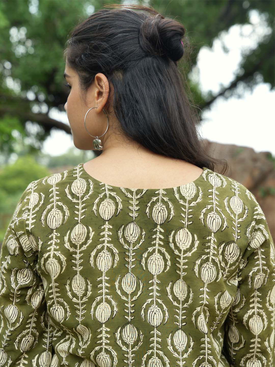 Bagru Handblock Printed Green Salwar Set