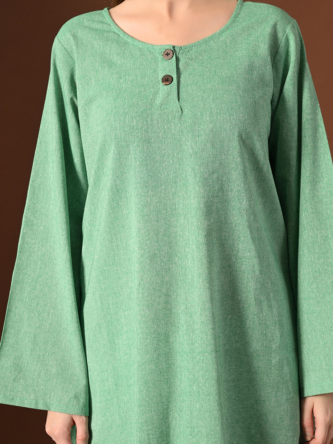 Women Green Cotton Oversized Kurta