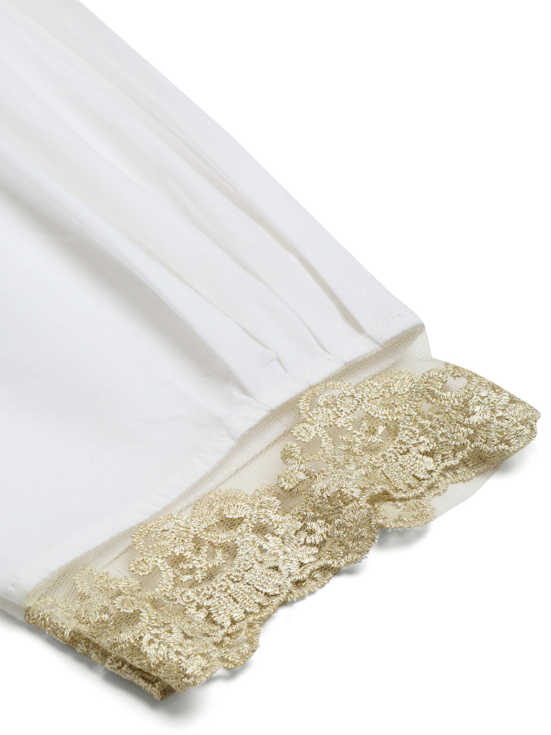 White Afgan Salwar with Golden Lace