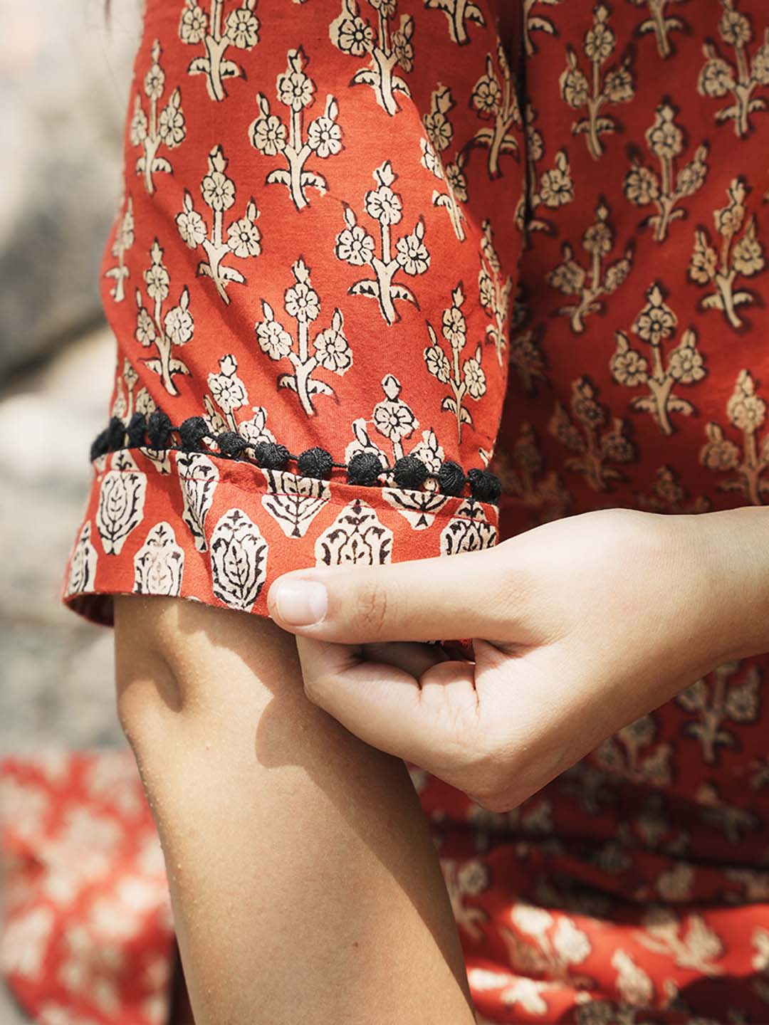 Bagru Handblock Printed Madder Red Kurta Set