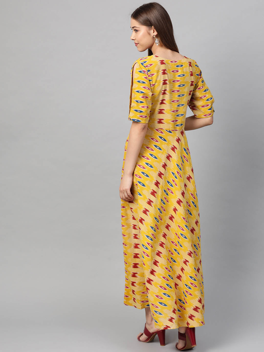 Yellow Kalamkari Umbrella Dress