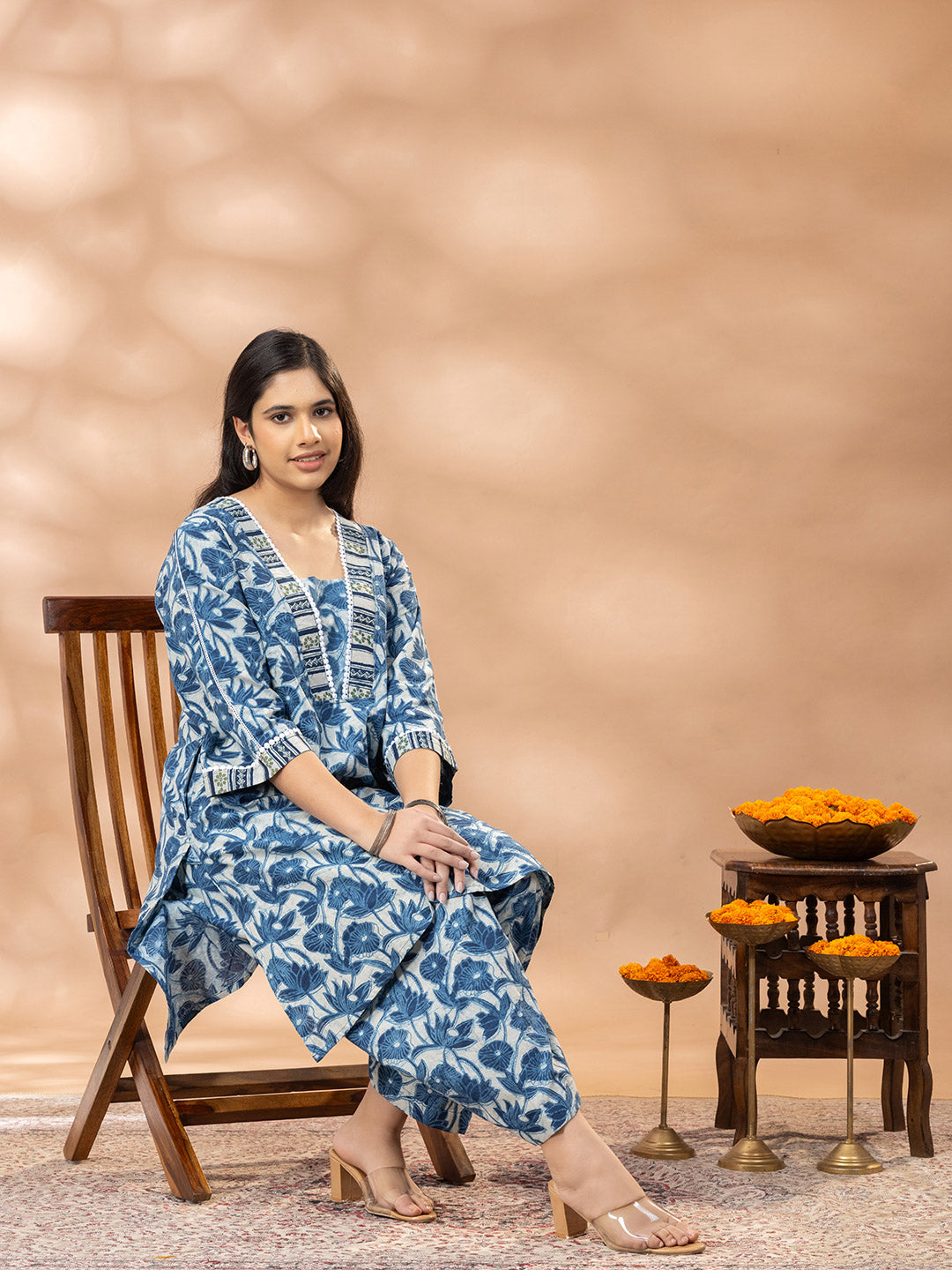 Bagru Indigo Floral Kurta Salwar Set