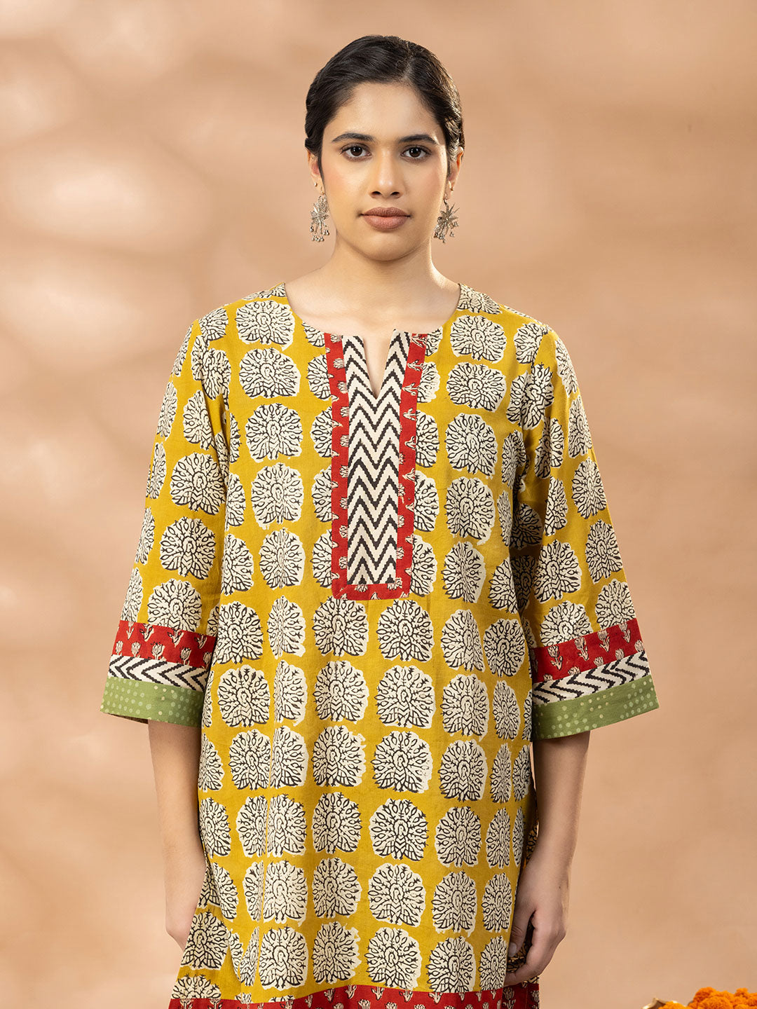 Bagru Mustard Yellow Black Boota  Kurta Salwar Set