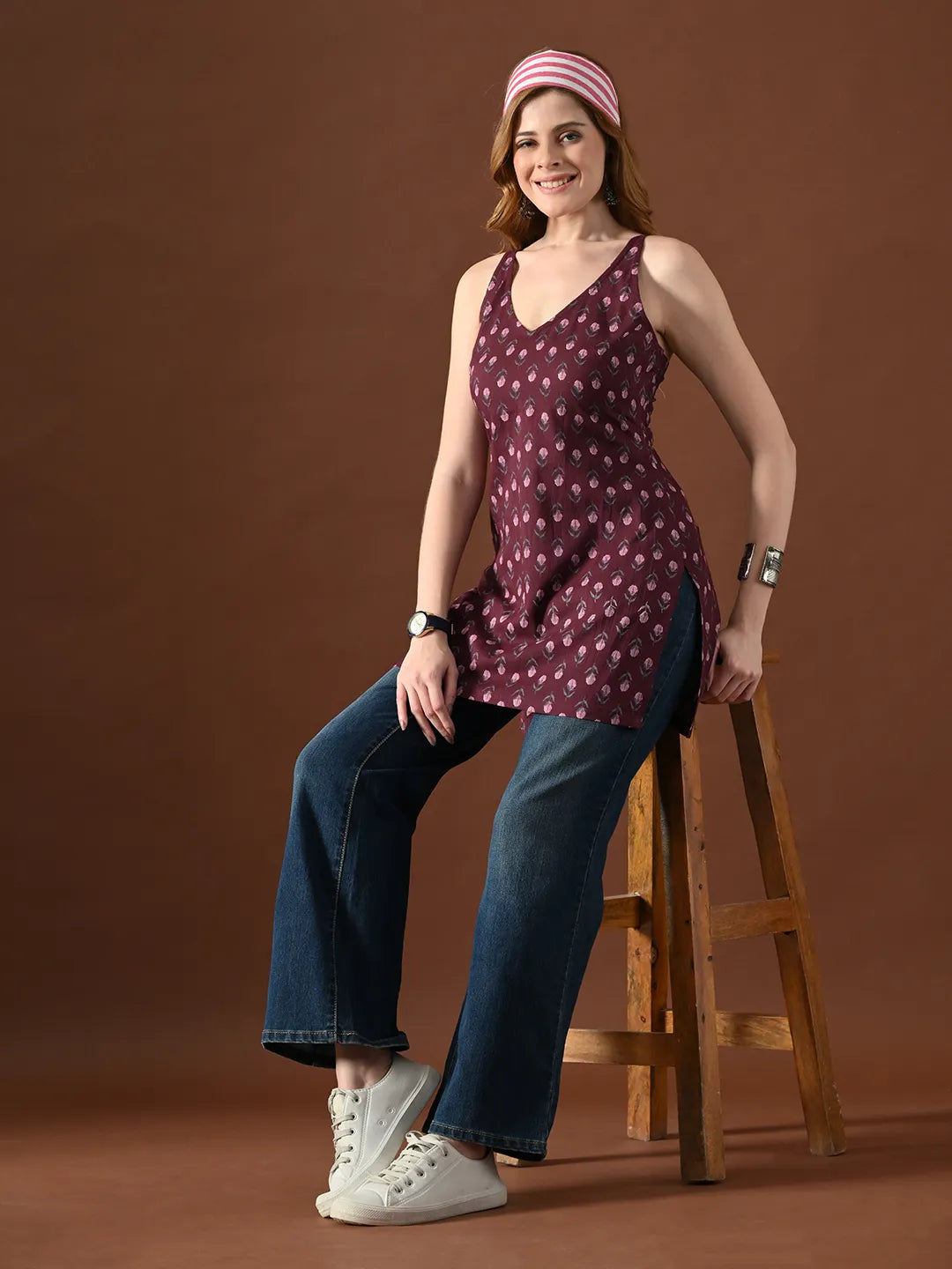 Women Floral Print Neera Backless Kurti